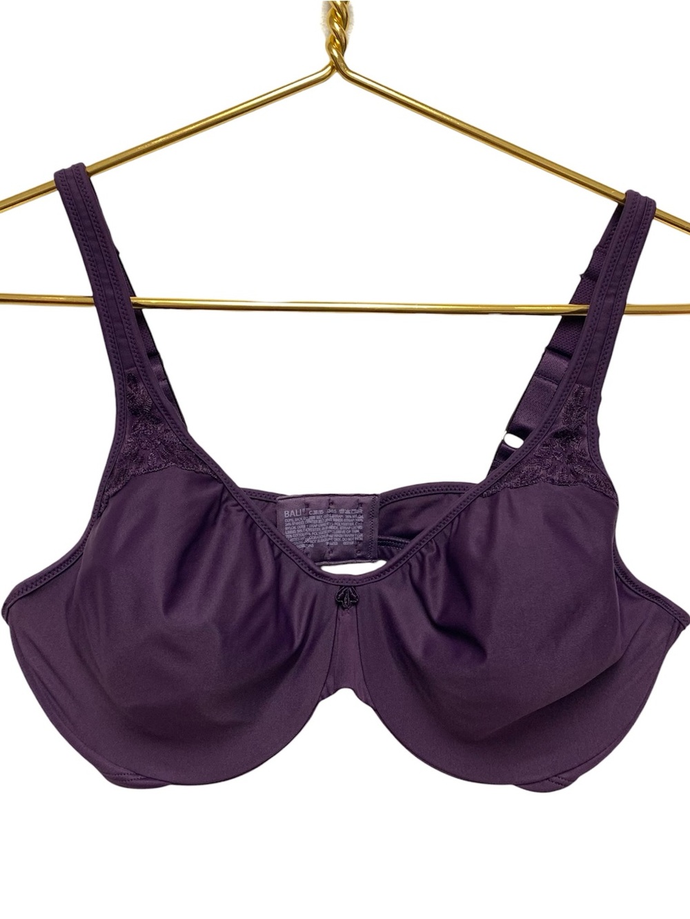 Bali Passion For Comfort Minimizer Underwire Bra 38C Full Coverage Purple 3385